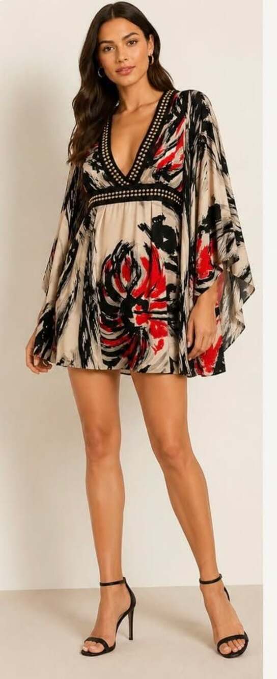 Jenny Packham Studded printed mini dress- cocktail! Small. Mint condition! - Picture 4 of 9
